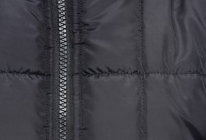 close up of a jacket with a zipper