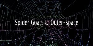 spider goats & outer-space words over a spider web