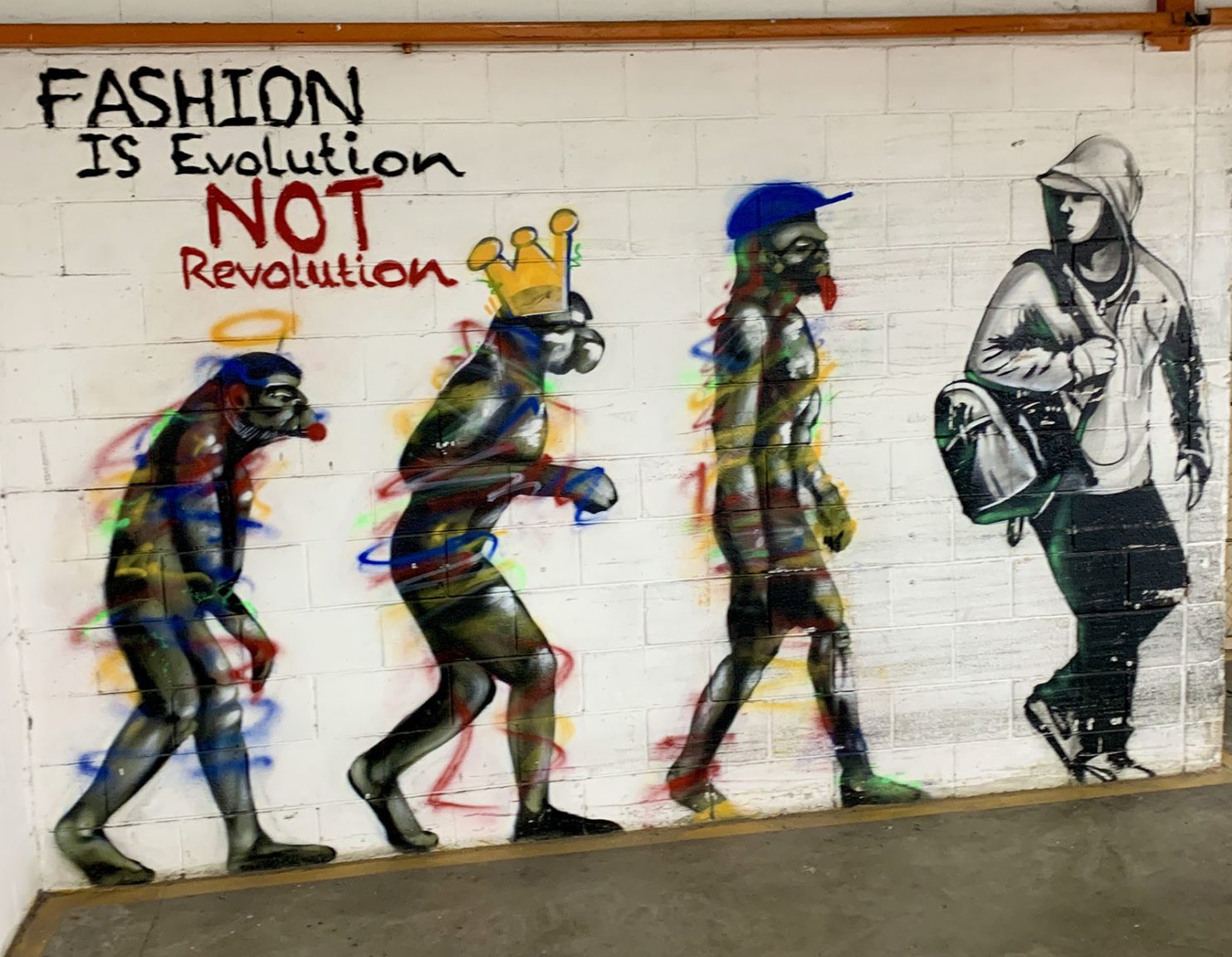 Evolution wall art with the words fashion is evolution not revolution