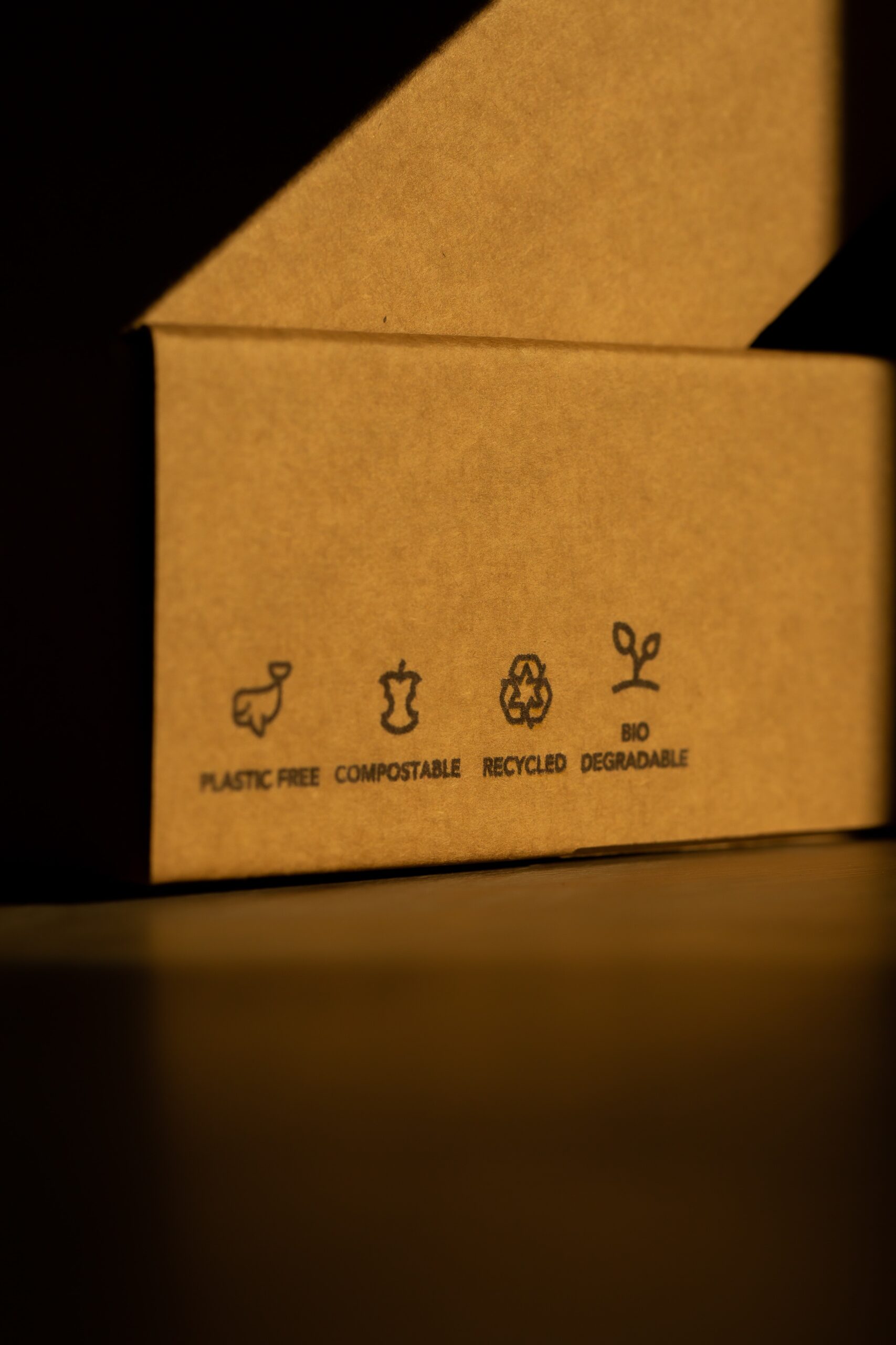 Care labels on a box for sustainability