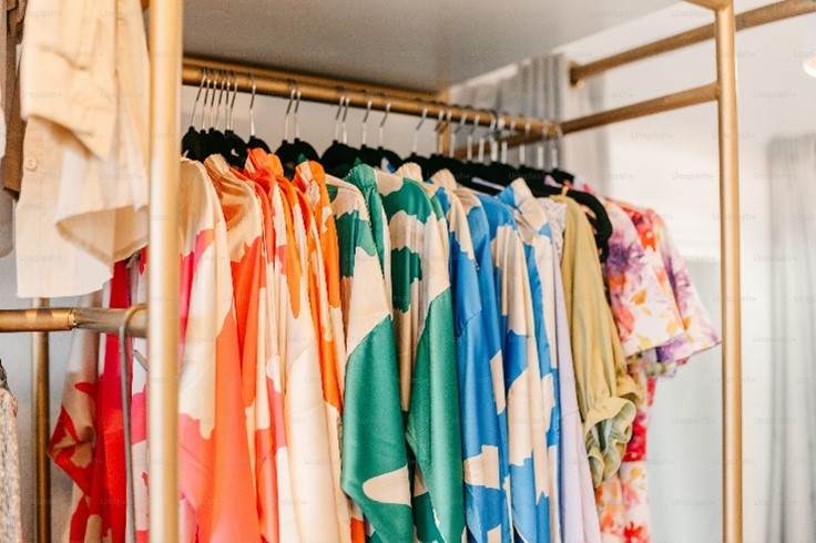 Dresses on a clothing rack 