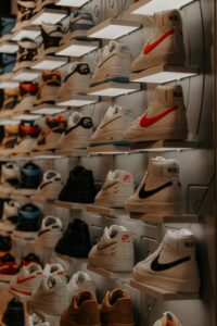 Nike shoes on a wall