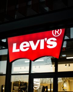 a Levi's store with the red Levi's sign in the middle